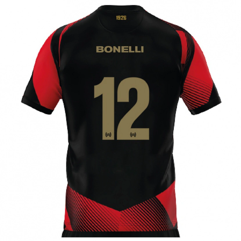 Danxen Niño Camiseta Leonardo Bonelli #12 Negro Rojo 1ª Equipación 2025/26 La Camisa México