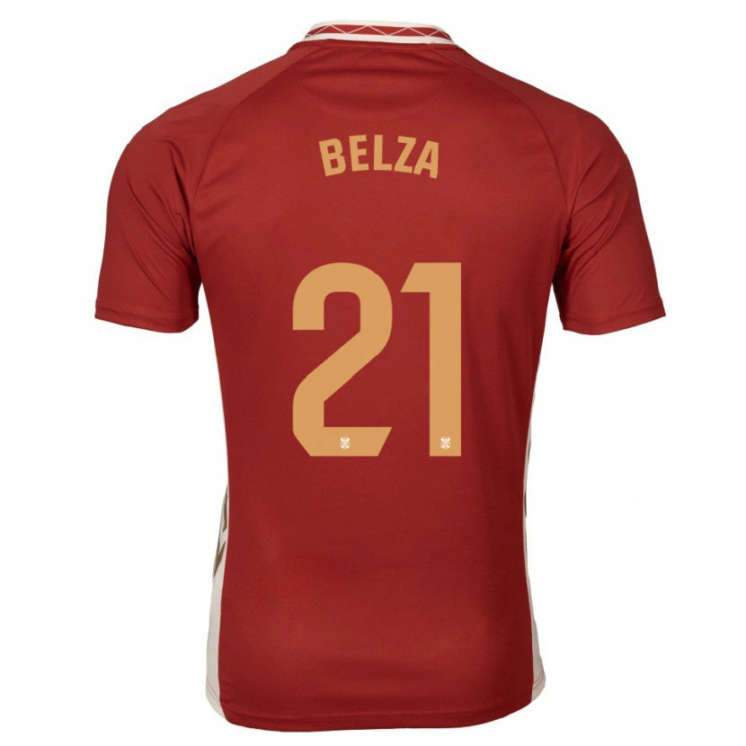 Danxen Niño Camiseta Jesús Belza #21 Borgoña Dorado 2ª Equipación 2025/26 La Camisa México