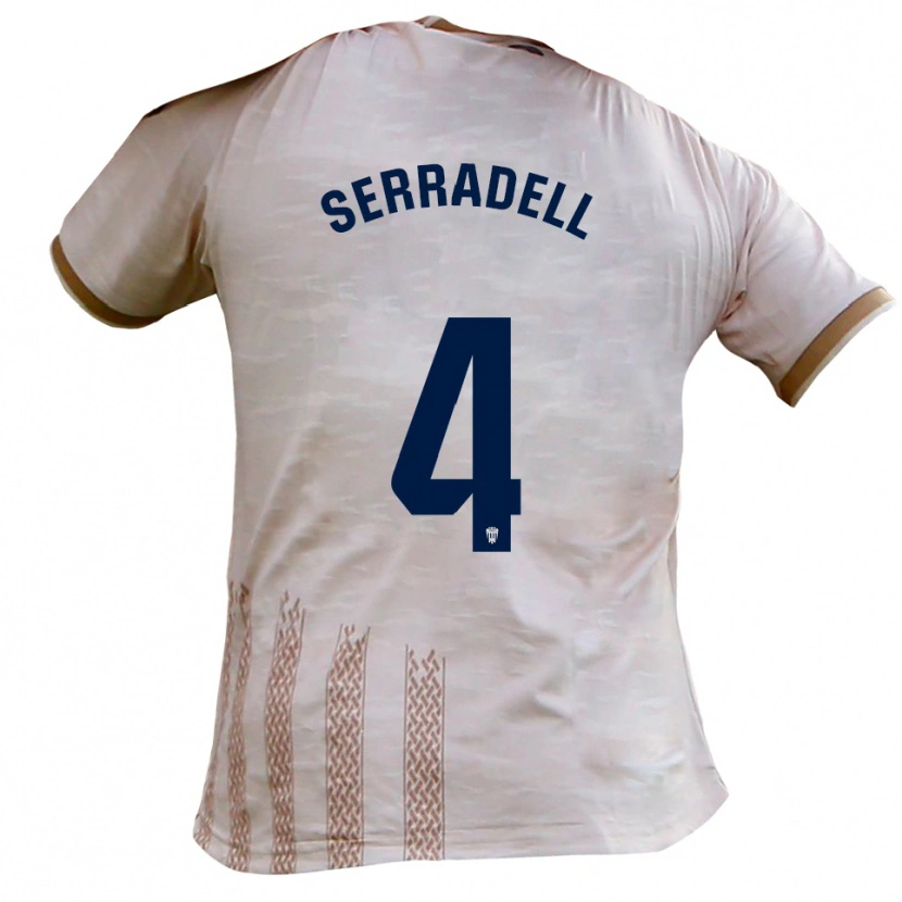 Danxen Niño Camiseta Álex Serradell #4 Blanquecino Marrón 2ª Equipación 2025/26 La Camisa México