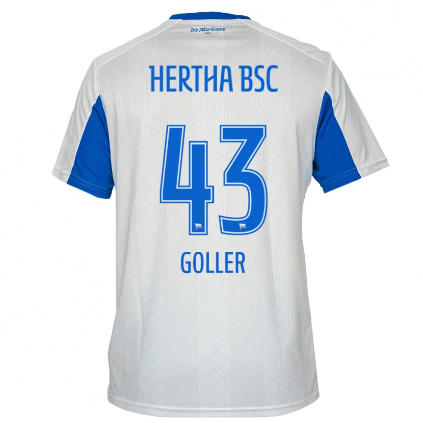 Danxen Niño Camiseta Tim Goller #43 Blanco Azul 2ª Equipación 2025/26 La Camisa México