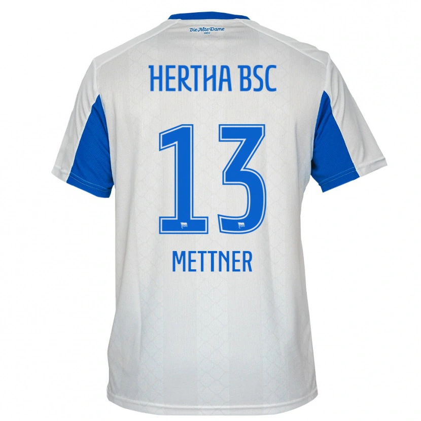 Danxen Niño Camiseta Ella Mettner #13 Blanco Azul 2ª Equipación 2025/26 La Camisa México