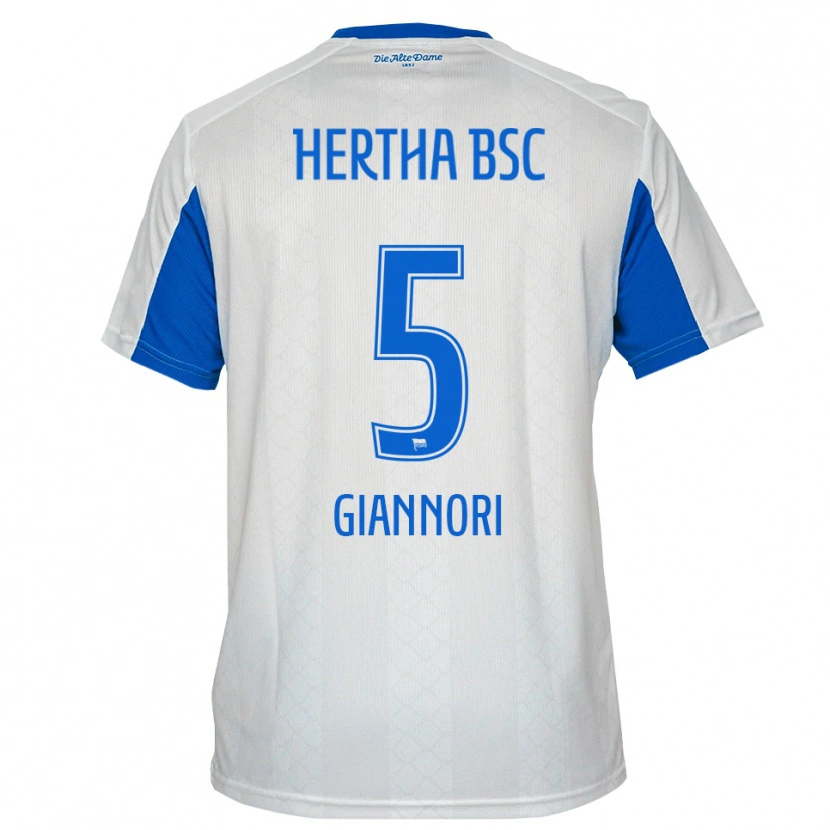 Danxen Niño Camiseta Nora Giannori #5 Blanco Azul 2ª Equipación 2025/26 La Camisa México