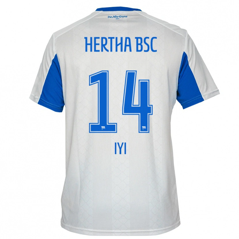 Danxen Niño Camiseta Aisosa Iyi #14 Blanco Azul 2ª Equipación 2025/26 La Camisa México