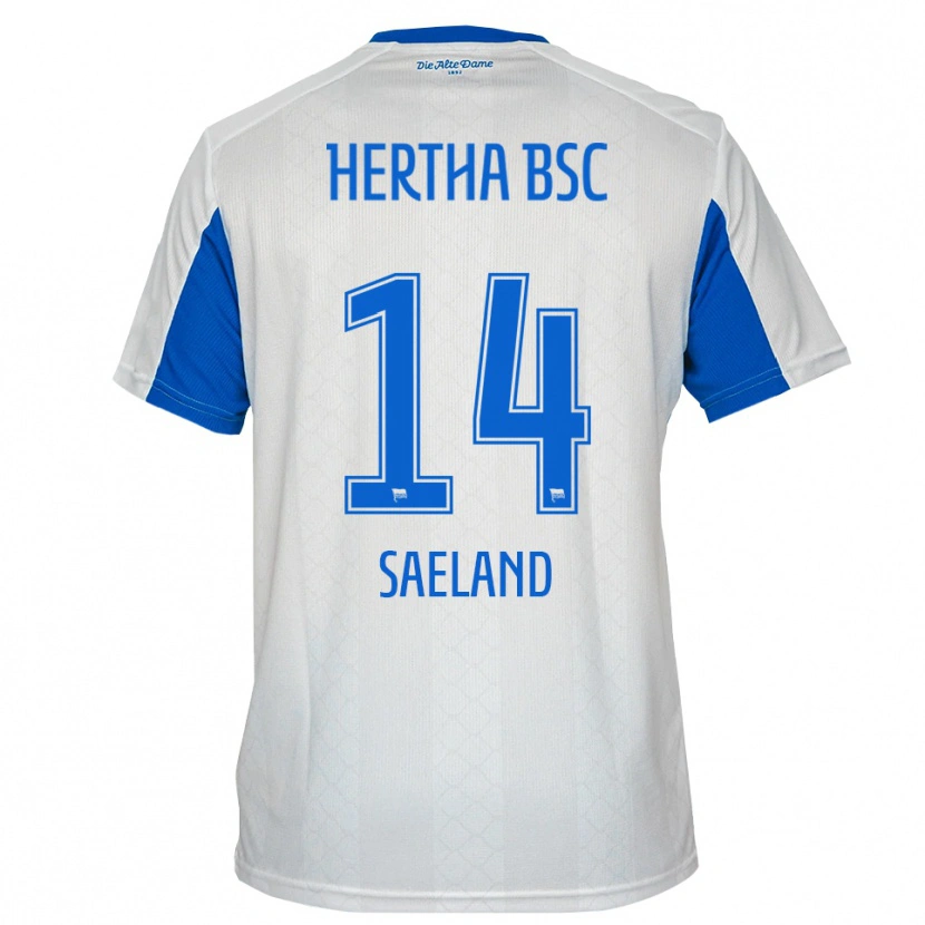 Danxen Niño Camiseta Sari Saeland #14 Blanco Azul 2ª Equipación 2025/26 La Camisa México