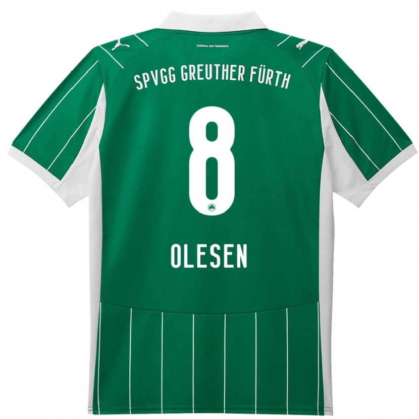 Danxen Niño Camiseta Mathias Olesen #8 Verde Blanco 2ª Equipación 2025/26 La Camisa México