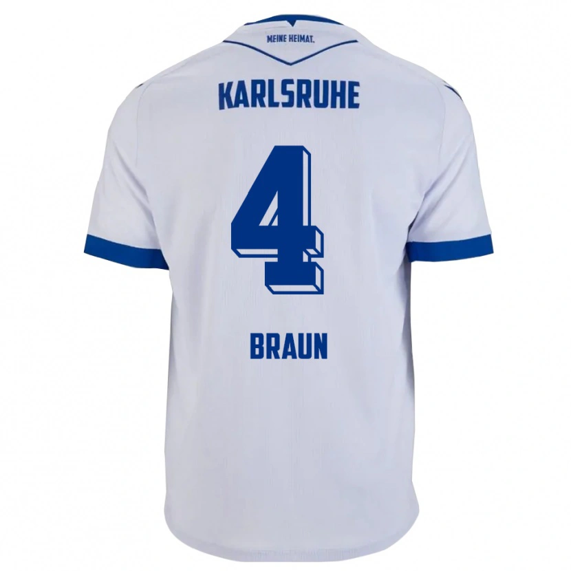 Danxen Niño Camiseta Fynn Braun #4 Blanco Azul 2ª Equipación 2025/26 La Camisa México