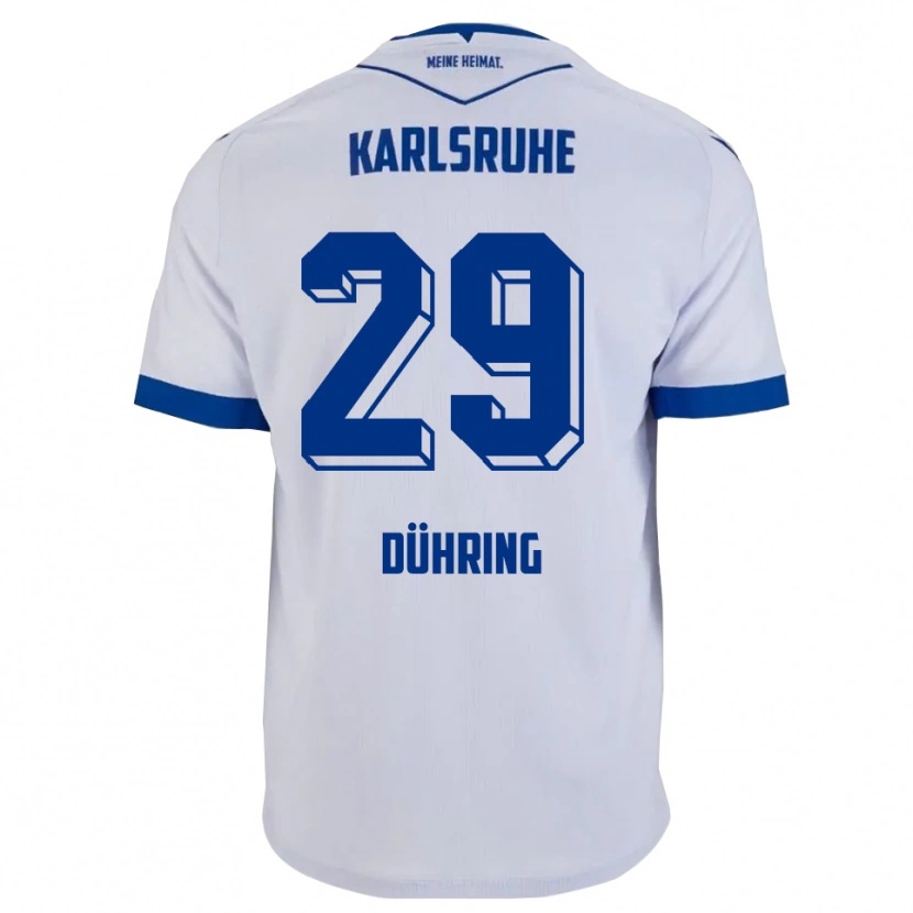 Danxen Niño Camiseta Niclas Dühring #29 Blanco Azul 2ª Equipación 2025/26 La Camisa México