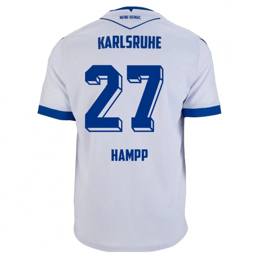 Danxen Niño Camiseta Noah Hampp #27 Blanco Azul 2ª Equipación 2025/26 La Camisa México