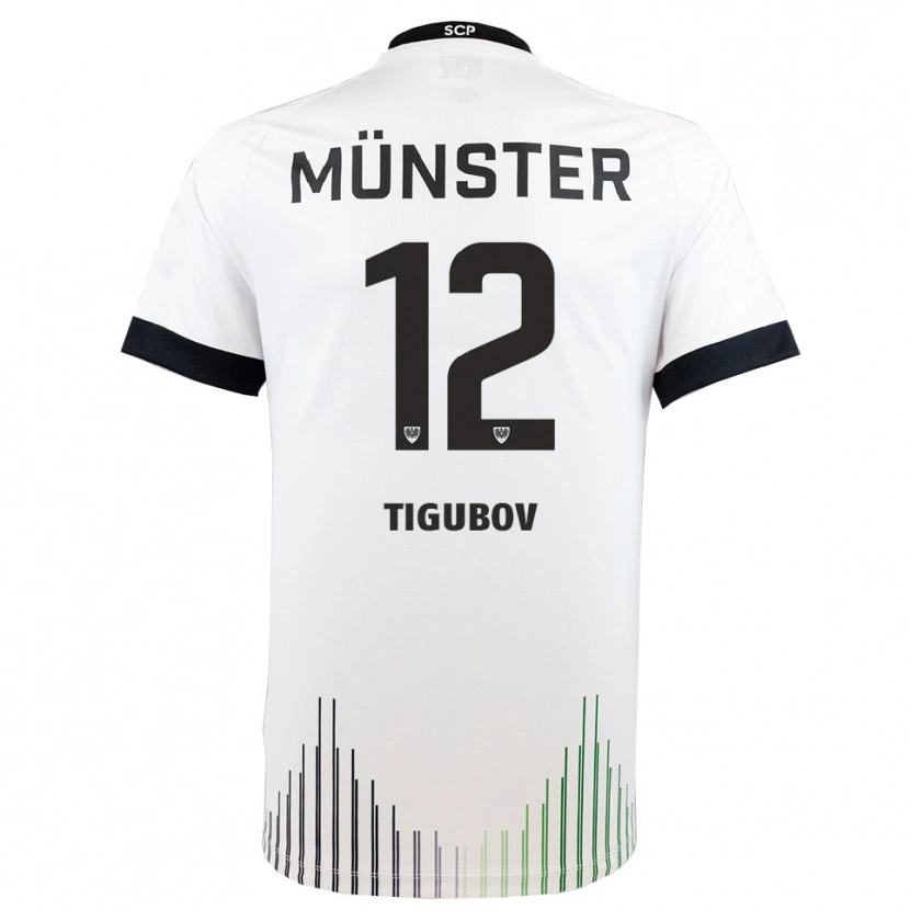 Danxen Niño Camiseta Adrian Tigubov #12 Blanco Negro 2ª Equipación 2025/26 La Camisa México
