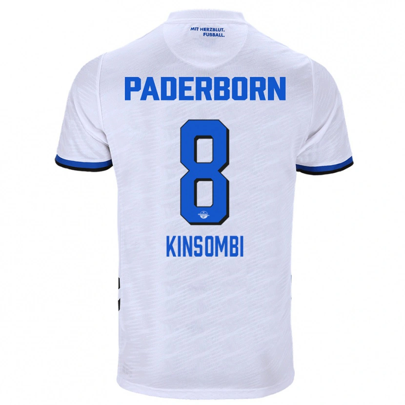 Danxen Niño Camiseta David Kinsombi #8 Blanco Azul 2ª Equipación 2025/26 La Camisa México