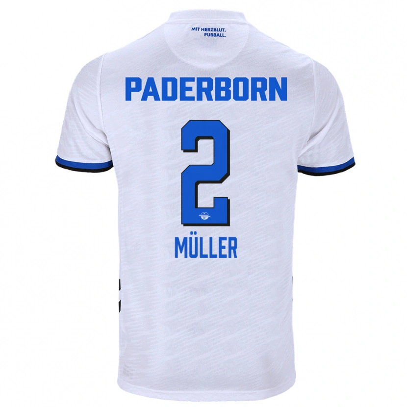 Danxen Niño Camiseta Ruben Müller #2 Blanco Azul 2ª Equipación 2025/26 La Camisa México