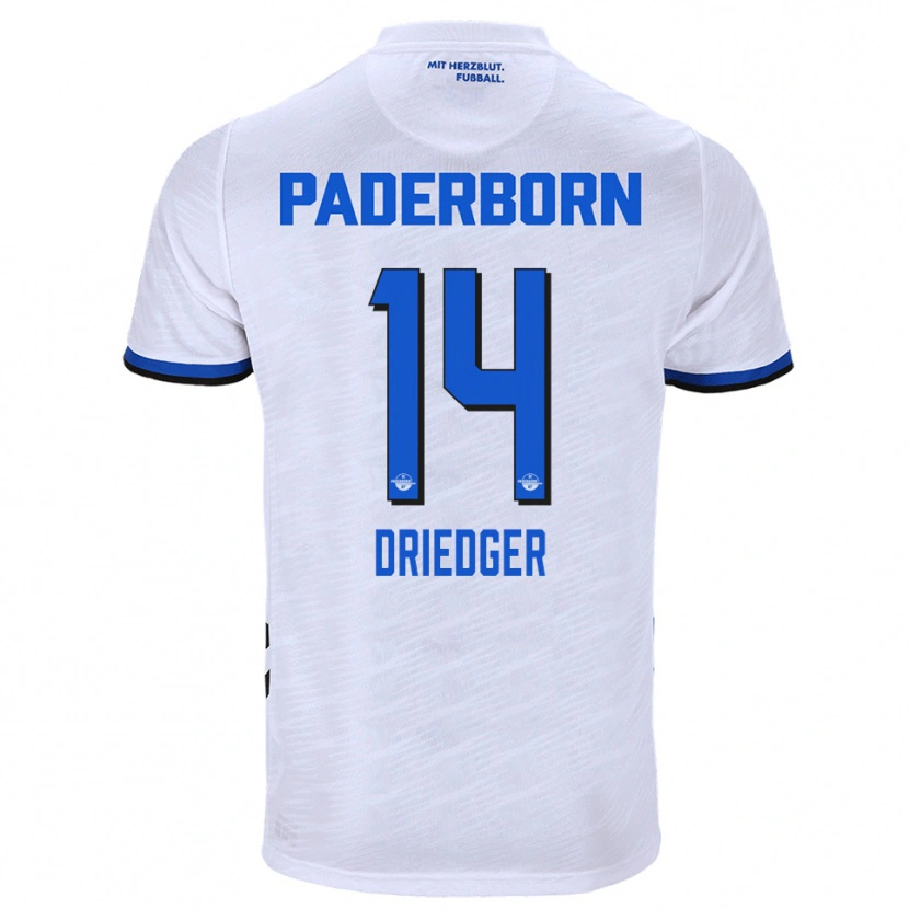 Danxen Niño Camiseta Julian Driedger #14 Blanco Azul 2ª Equipación 2025/26 La Camisa México