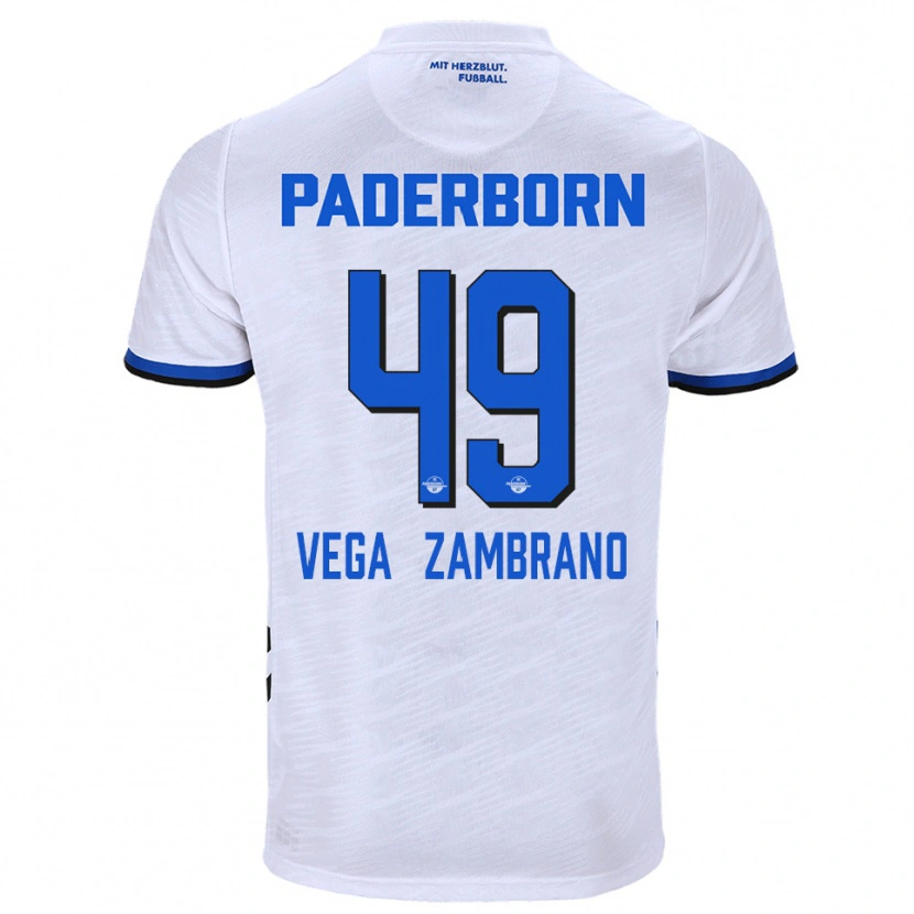 Danxen Niño Camiseta Joel Vega Zambrano #49 Blanco Azul 2ª Equipación 2025/26 La Camisa México