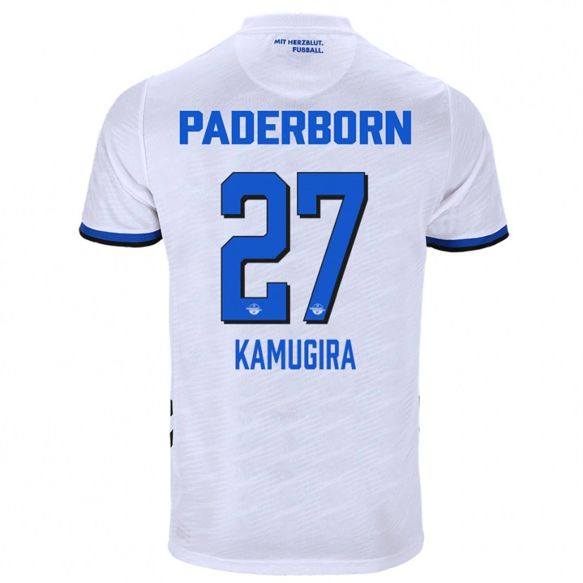 Danxen Niño Camiseta Rayan Kamugira #27 Blanco Azul 2ª Equipación 2025/26 La Camisa México
