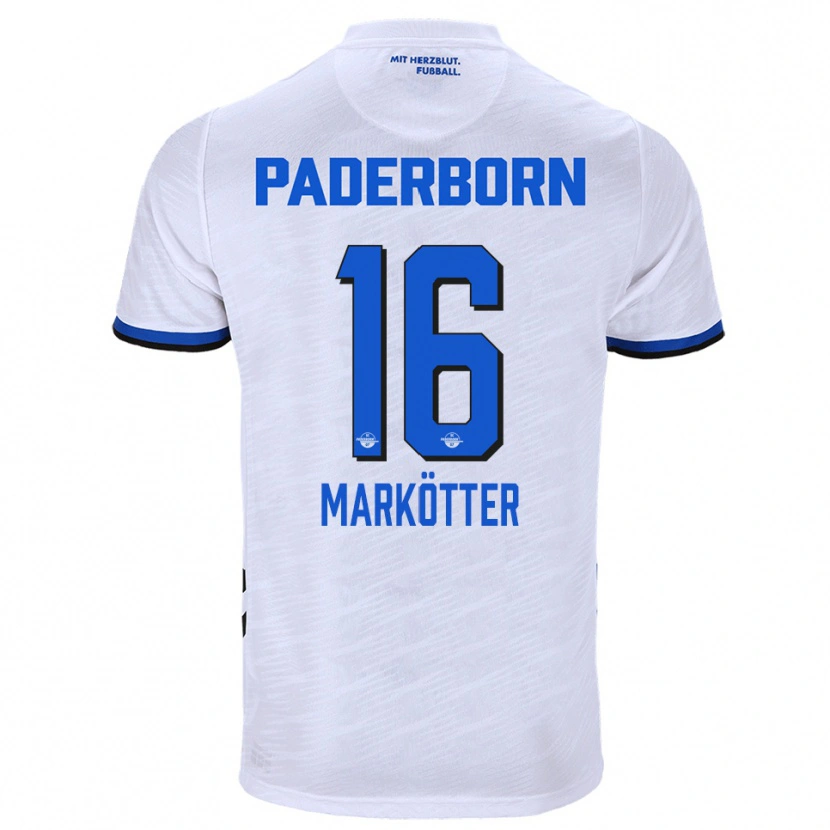 Danxen Niño Camiseta Jonah Markötter #16 Blanco Azul 2ª Equipación 2025/26 La Camisa México