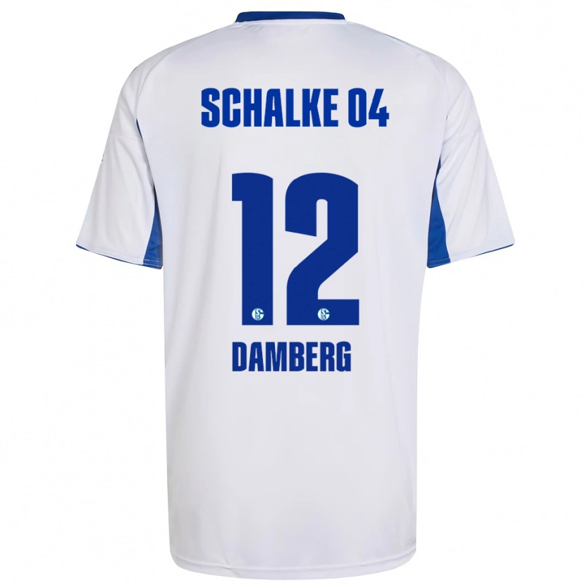 Danxen Niño Camiseta Niclas Damberg #12 Blanco Azul 2ª Equipación 2025/26 La Camisa México