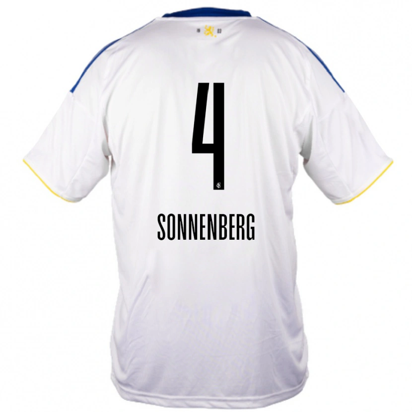 Danxen Niño Camiseta Sven Sonnenberg #4 Blanco Azul Amarillo 2ª Equipación 2025/26 La Camisa México