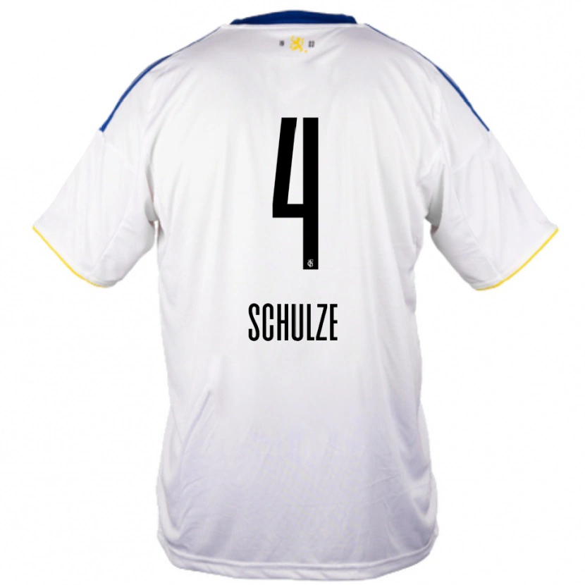 Danxen Niño Camiseta Mateo Schulze #4 Blanco Azul Amarillo 2ª Equipación 2025/26 La Camisa México