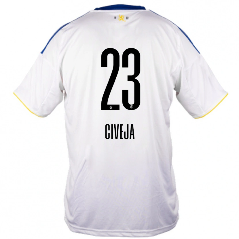 Danxen Niño Camiseta Tim Civeja #23 Blanco Azul Amarillo 2ª Equipación 2025/26 La Camisa México