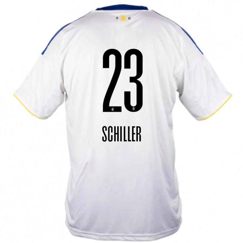 Danxen Niño Camiseta Niklas Schiller #23 Blanco Azul Amarillo 2ª Equipación 2025/26 La Camisa México