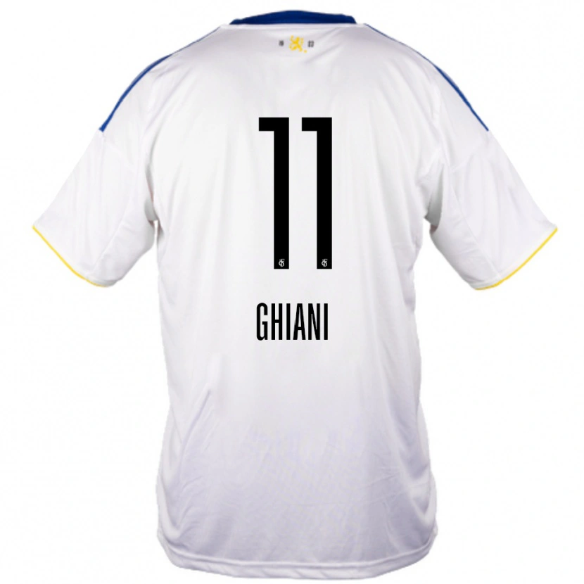 Danxen Niño Camiseta Davide Ghiani #11 Blanco Azul Amarillo 2ª Equipación 2025/26 La Camisa México