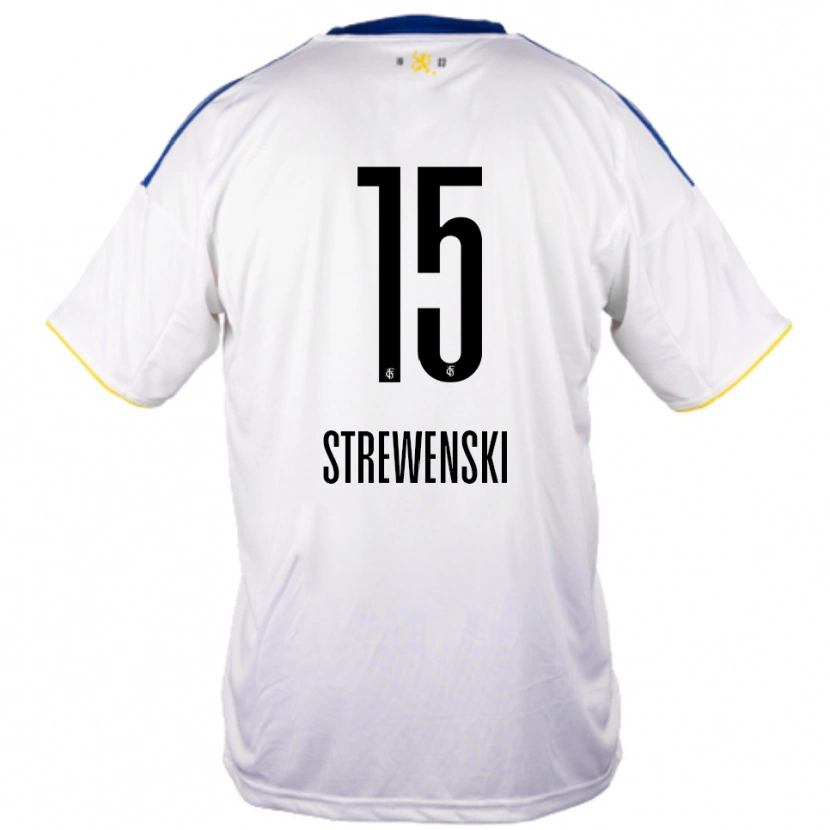Danxen Niño Camiseta Lukas Strewenski #15 Blanco Azul Amarillo 2ª Equipación 2025/26 La Camisa México