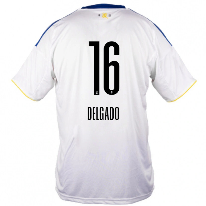 Danxen Niño Camiseta Thierry Delgado #16 Blanco Azul Amarillo 2ª Equipación 2025/26 La Camisa México