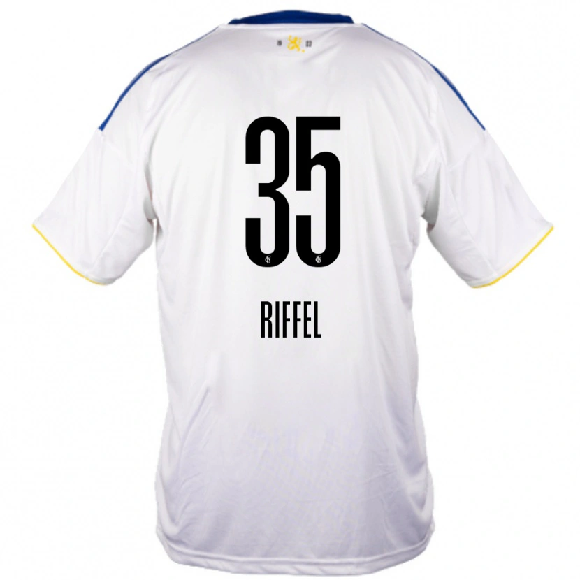 Danxen Niño Camiseta Kim Riffel #35 Blanco Azul Amarillo 2ª Equipación 2025/26 La Camisa México