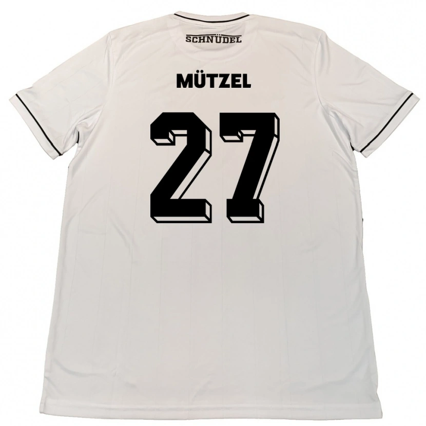 Danxen Niño Camiseta Nuno Mützel #27 Blanco Negro 2ª Equipación 2025/26 La Camisa México