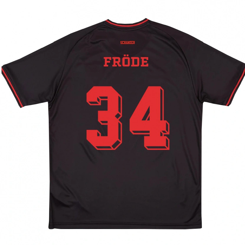 Danxen Niño Camiseta Lukas Fröde #34 Negro Rojo Blanco 2ª Equipación 2025/26 La Camisa México