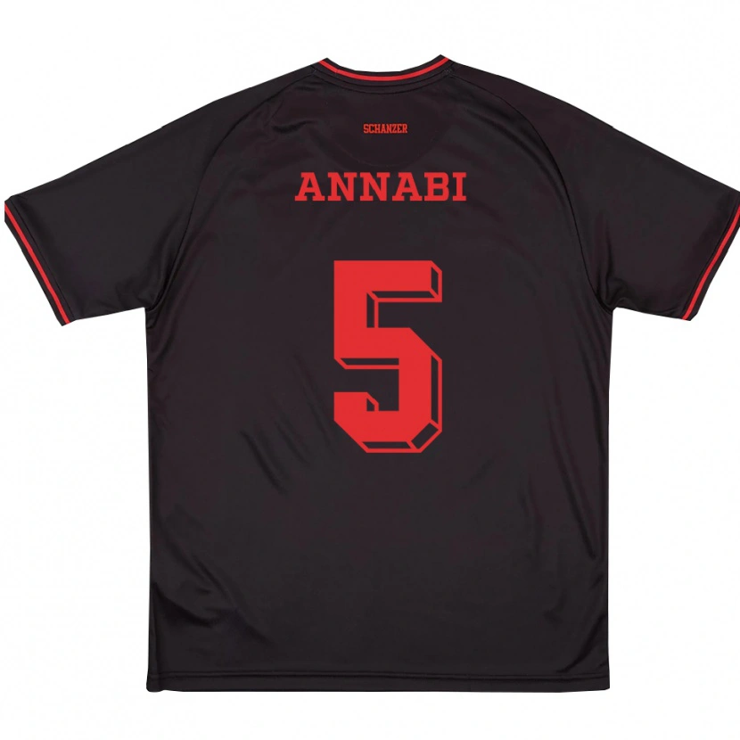 Danxen Niño Camiseta Ilias Annabi #5 Negro Rojo Blanco 2ª Equipación 2025/26 La Camisa México