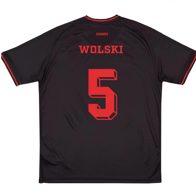 Danxen Niño Camiseta Lea Wolski #5 Negro Rojo Blanco 2ª Equipación 2025/26 La Camisa México