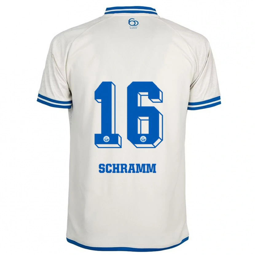Danxen Niño Camiseta Jette Schramm #16 Blanco Azul 2ª Equipación 2025/26 La Camisa México
