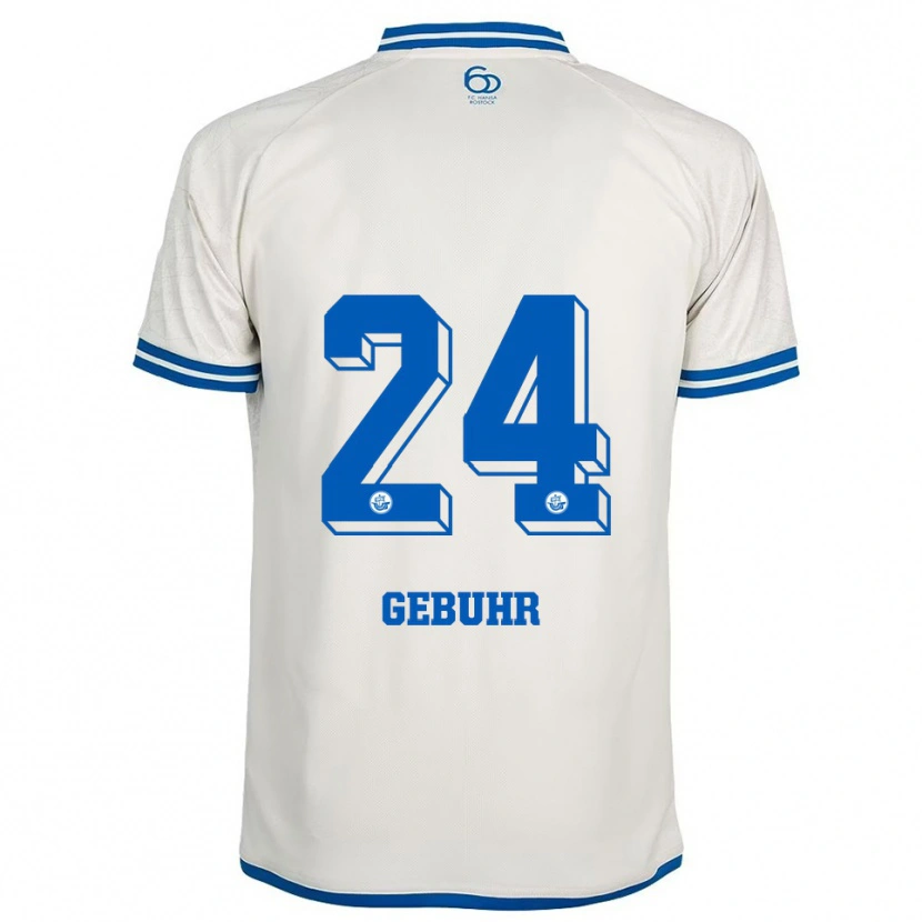 Danxen Niño Camiseta Dario Gebuhr #24 Blanco Azul 2ª Equipación 2025/26 La Camisa México