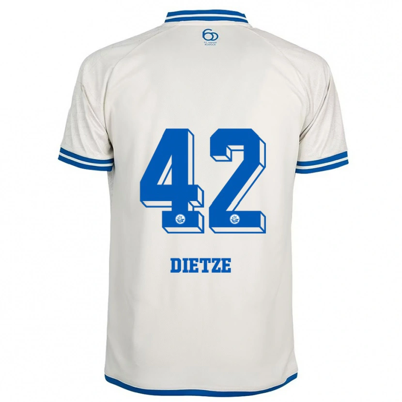 Danxen Niño Camiseta Benno Dietze #42 Blanco Azul 2ª Equipación 2025/26 La Camisa México