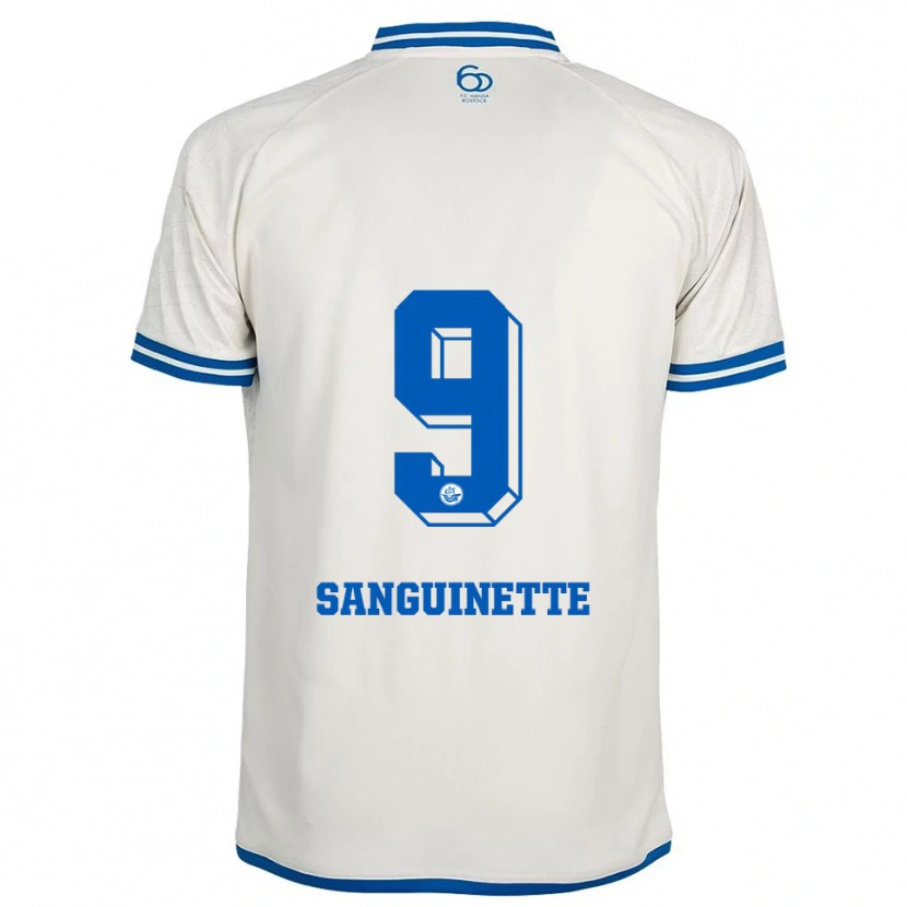 Danxen Niño Camiseta Pierre Sanguinette #9 Blanco Azul 2ª Equipación 2025/26 La Camisa México