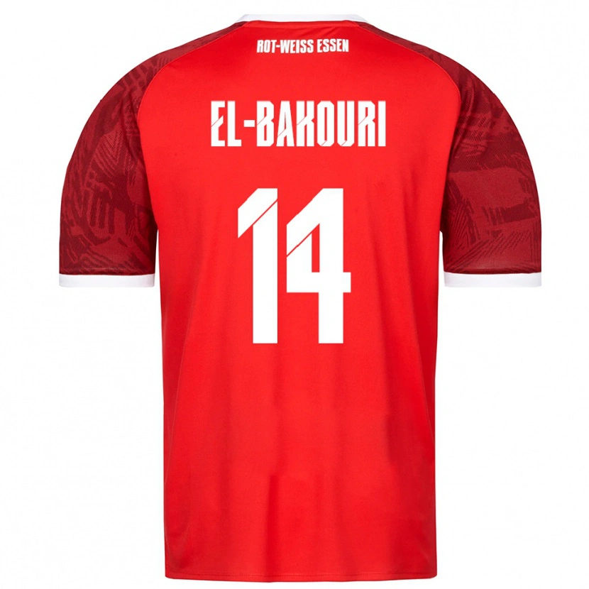 Danxen Niño Camiseta Ibrahim El-Bakouri #14 Rojo Borgoña Blanco 2ª Equipación 2025/26 La Camisa México