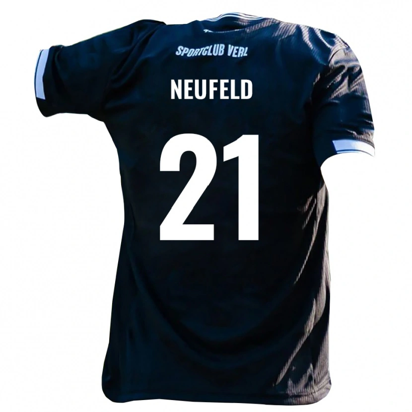 Danxen Niño Camiseta Simon Neufeld #21 Negro Blanco 2ª Equipación 2025/26 La Camisa México