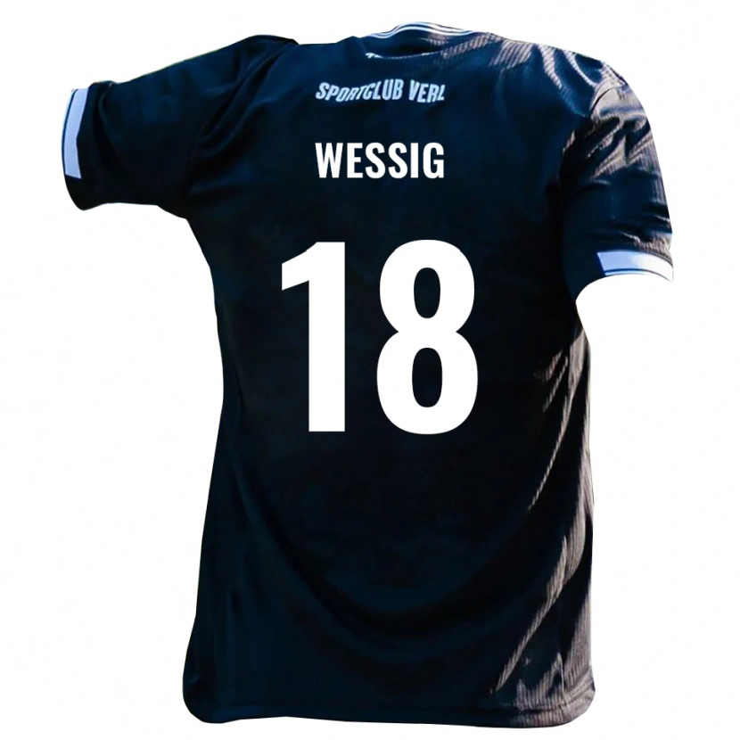 Danxen Niño Camiseta Fabian Wessig #18 Negro Blanco 2ª Equipación 2025/26 La Camisa México