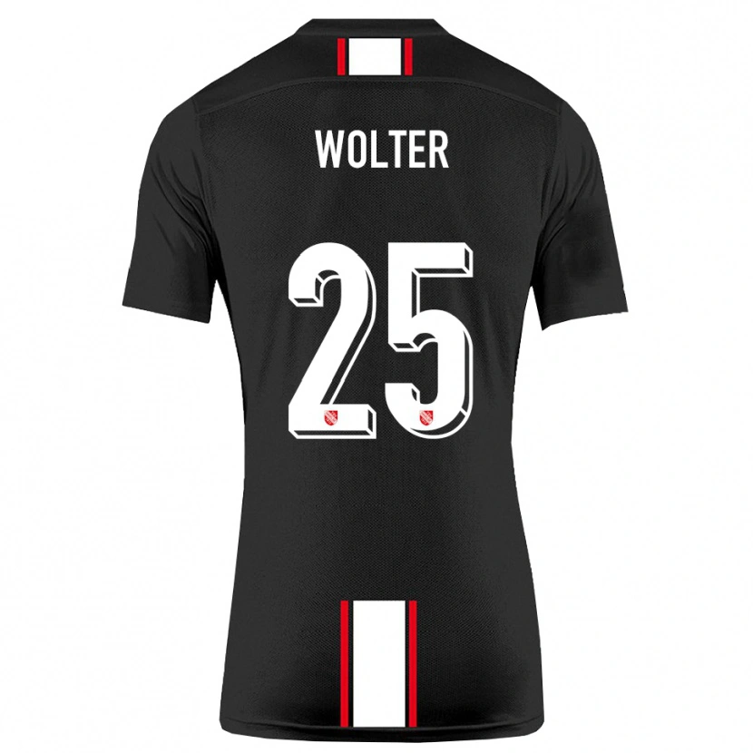Danxen Niño Camiseta Fynn Wolter #25 Negro Blanco 2ª Equipación 2025/26 La Camisa México