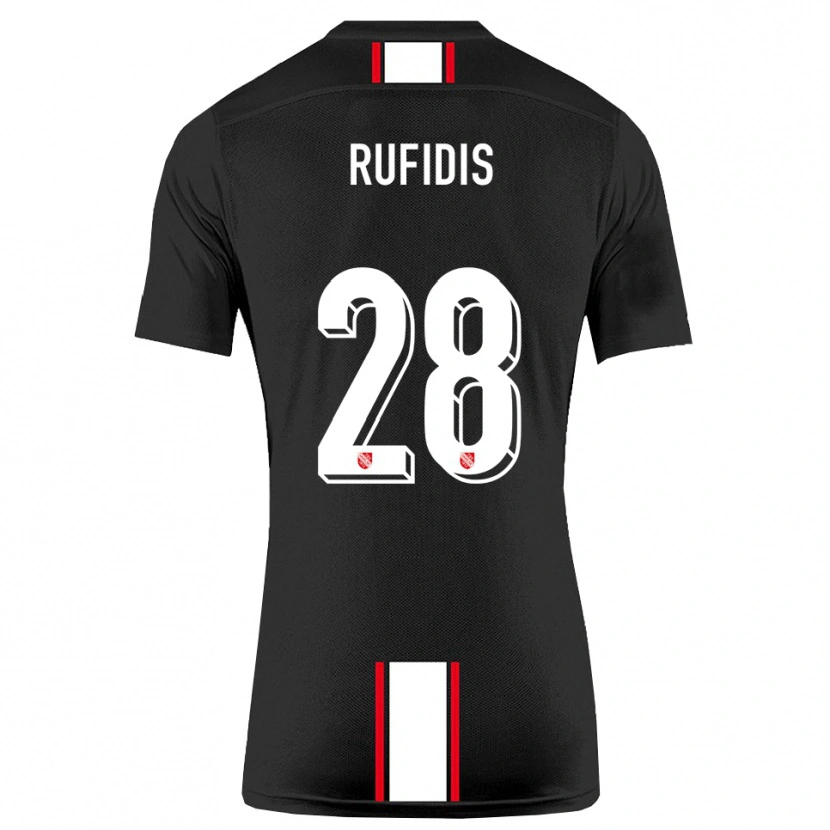 Danxen Niño Camiseta Julian Rufidis #28 Negro Blanco 2ª Equipación 2025/26 La Camisa México