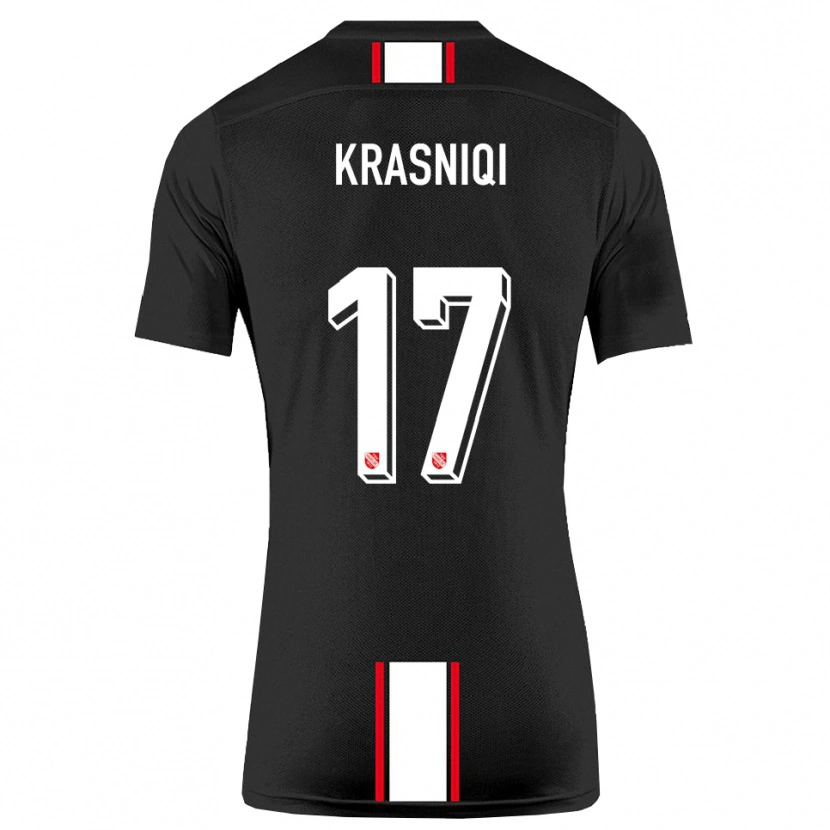 Danxen Niño Camiseta Ermal Krasniqi #17 Negro Blanco 2ª Equipación 2025/26 La Camisa México