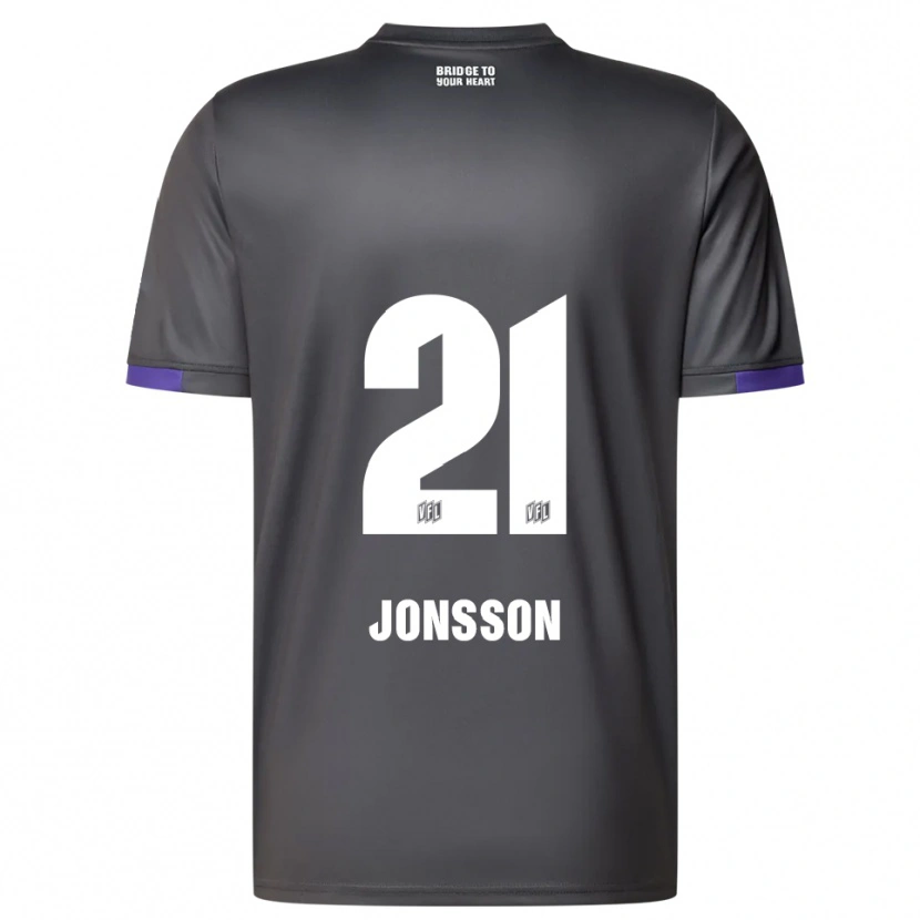 Danxen Niño Camiseta Lukas Jonsson #21 Gris Púrpura 2ª Equipación 2025/26 La Camisa México