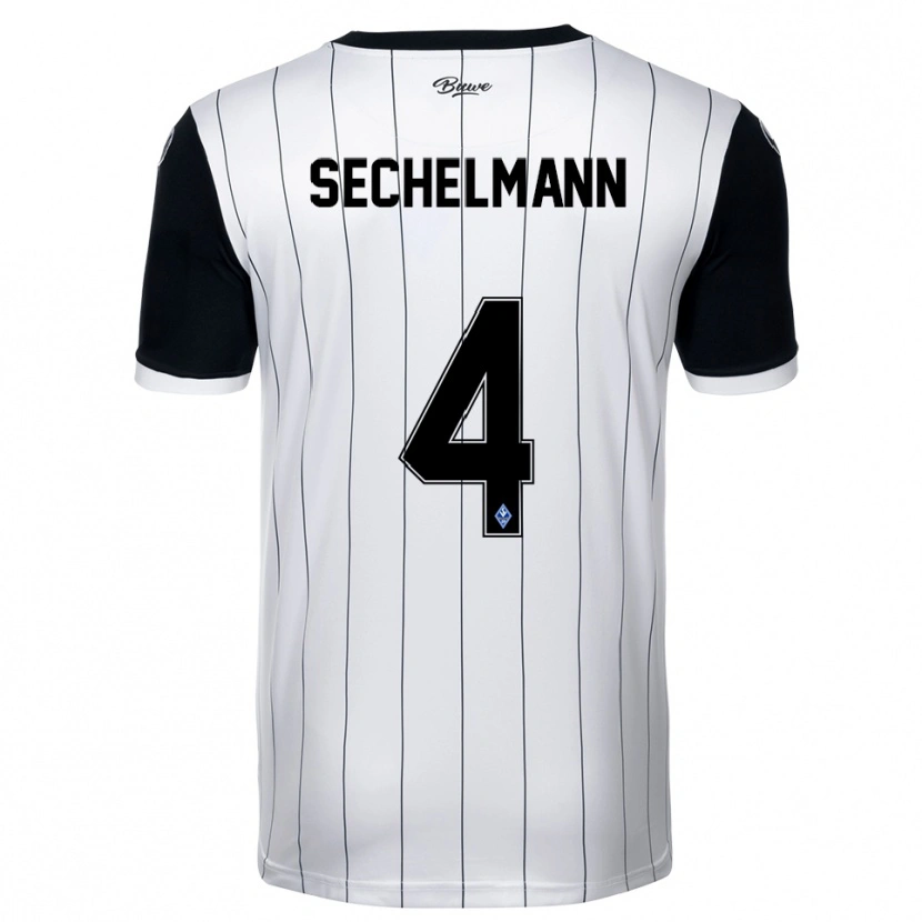 Danxen Niño Camiseta Tim Sechelmann #4 Blanco Negro 2ª Equipación 2025/26 La Camisa México