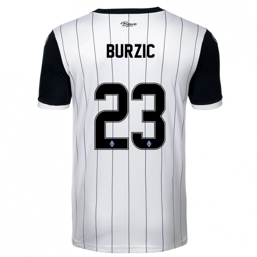 Danxen Niño Camiseta Dino Burzic #23 Blanco Negro 2ª Equipación 2025/26 La Camisa México