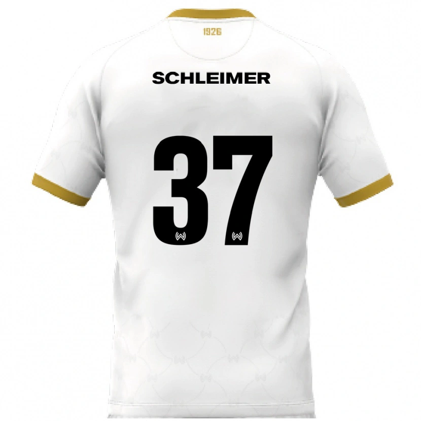 Danxen Niño Camiseta Lukas Schleimer #37 Blanco Dorado 2ª Equipación 2025/26 La Camisa México
