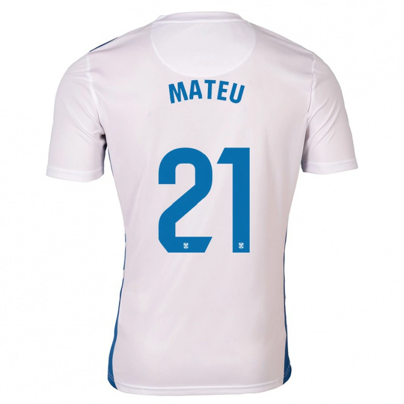 Danxen Hombre Camiseta Marc Mateu #21 Blanco Azul 1ª Equipación 2025/26 La Camisa México