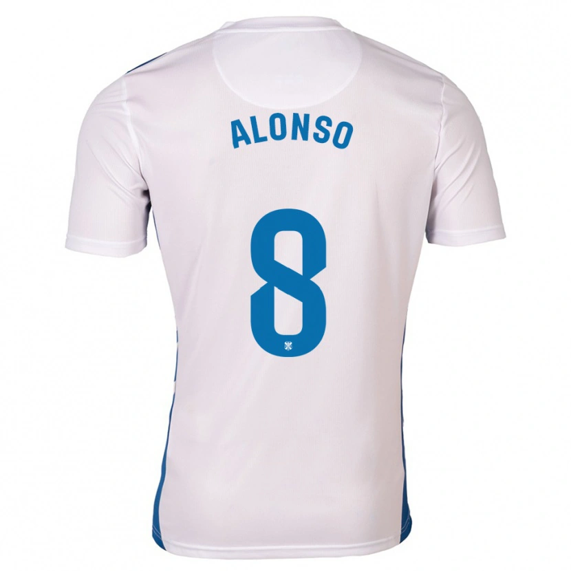 Danxen Hombre Camiseta Javi Alonso #8 Blanco Azul 1ª Equipación 2025/26 La Camisa México