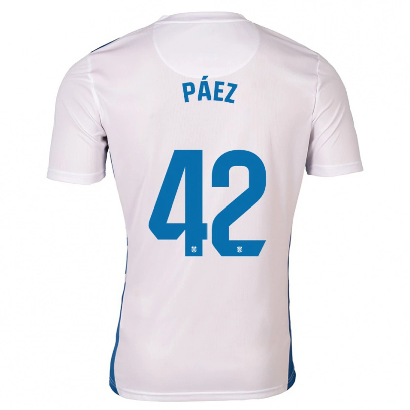 Danxen Hombre Camiseta David Páez #42 Blanco Azul 1ª Equipación 2025/26 La Camisa México
