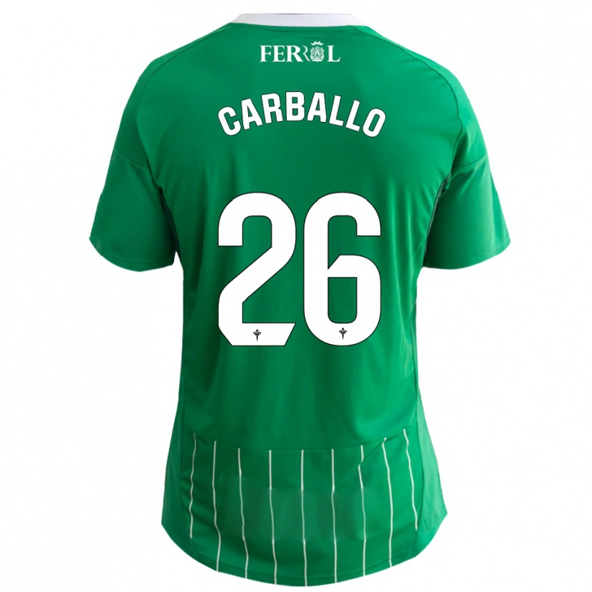 Danxen Hombre Camiseta David Carballo #26 Verde Blanco 1ª Equipación 2025/26 La Camisa México